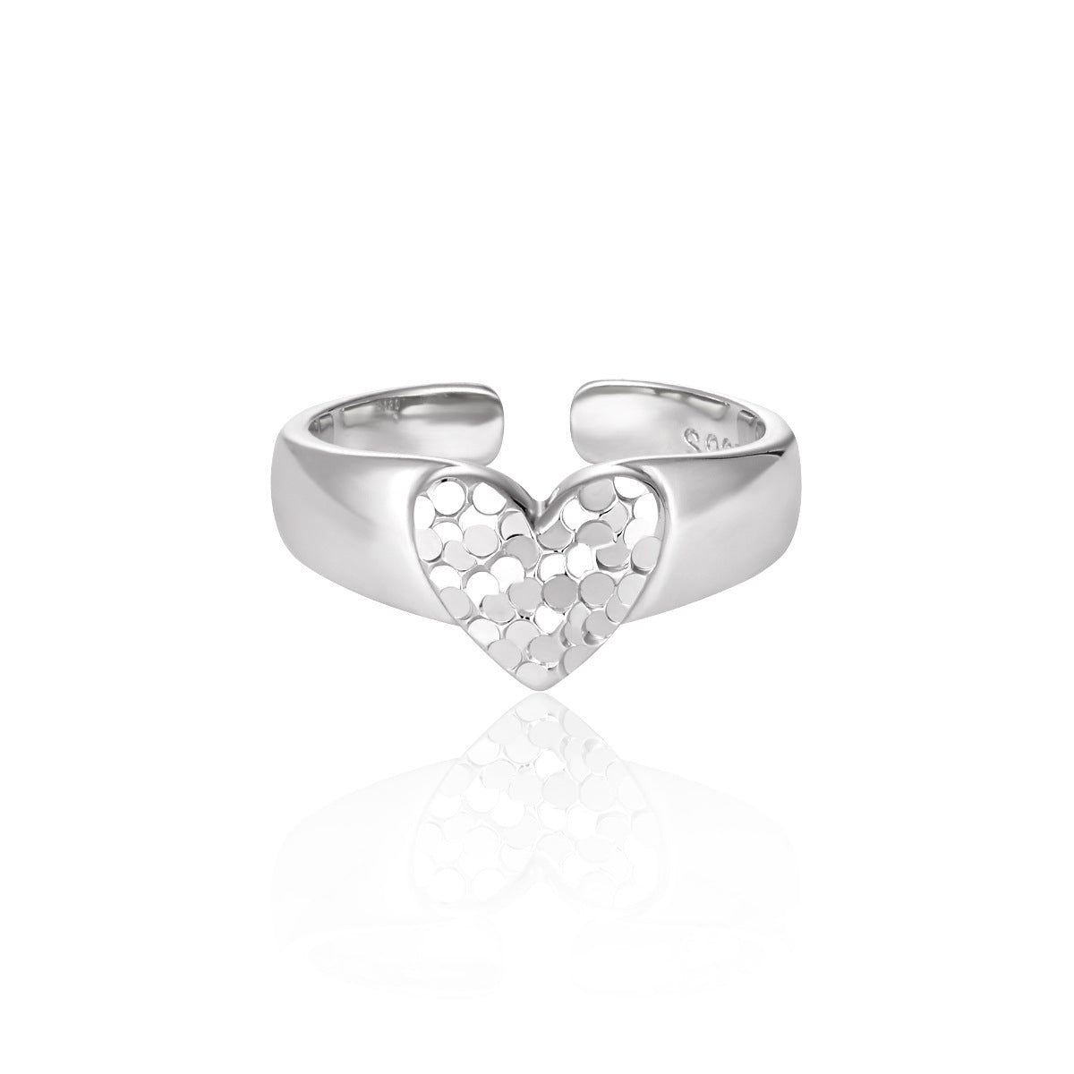 Women Gift Heart Love 925 Sterling Silver Adjustable Ring