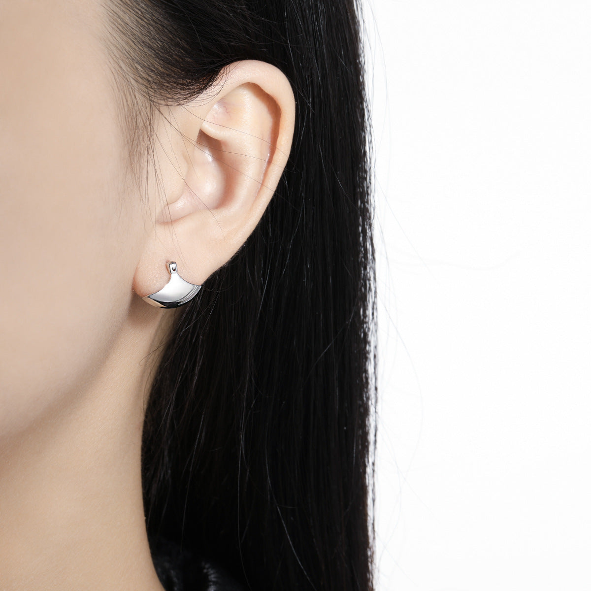 Fashion Modern Arc 925 Sterling Silver Hoop Earrings