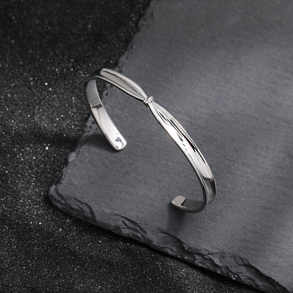 Girl Fashion Knot 925 Sterling Silver Open Bangle