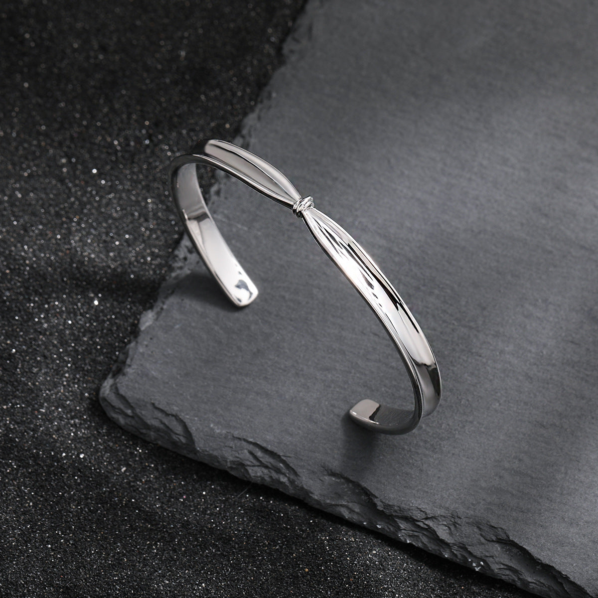 Girl Fashion Knot 925 Sterling Silver Open Bangle