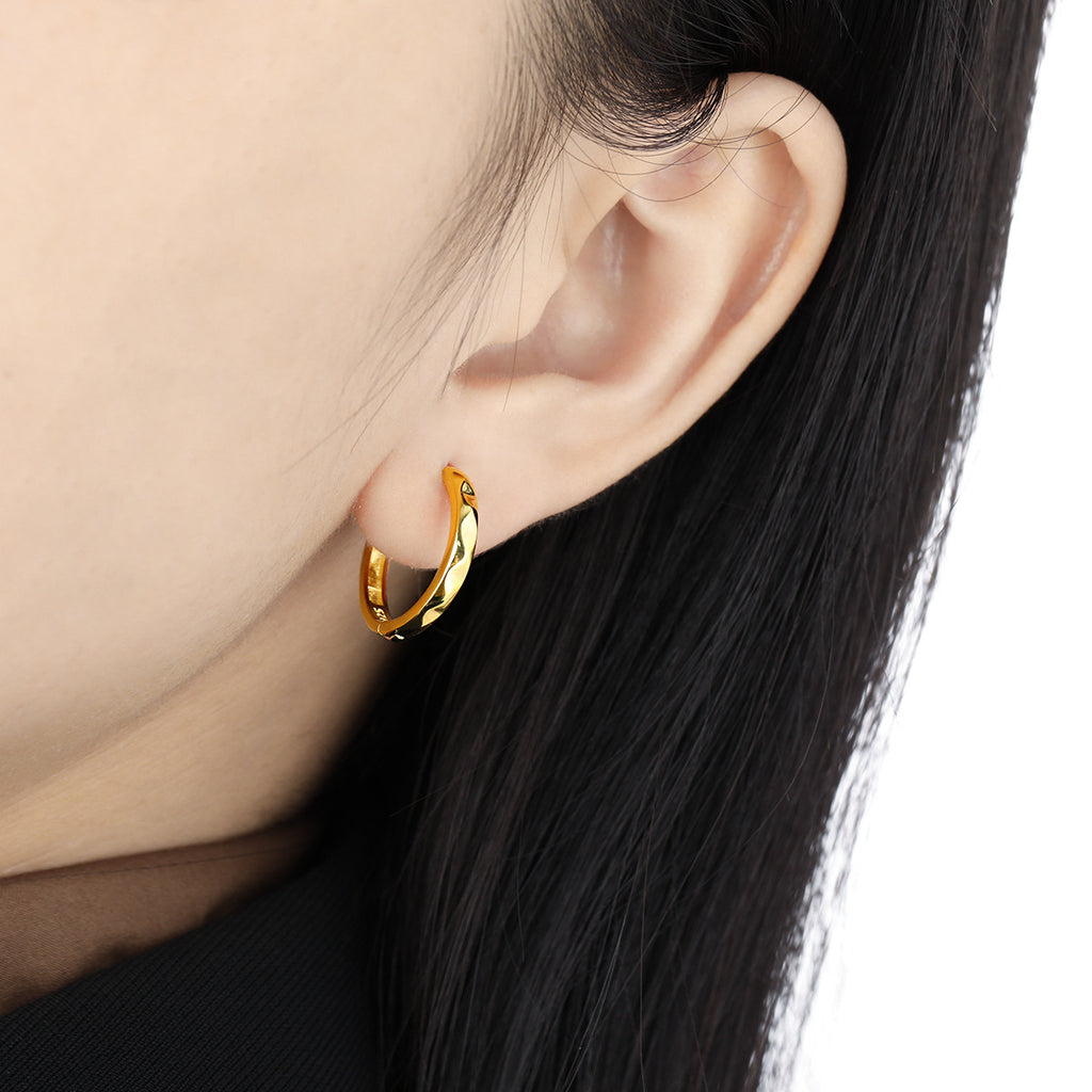 Office Causal Rhombus Carved 925 Sterling Silver Hoop Earrings