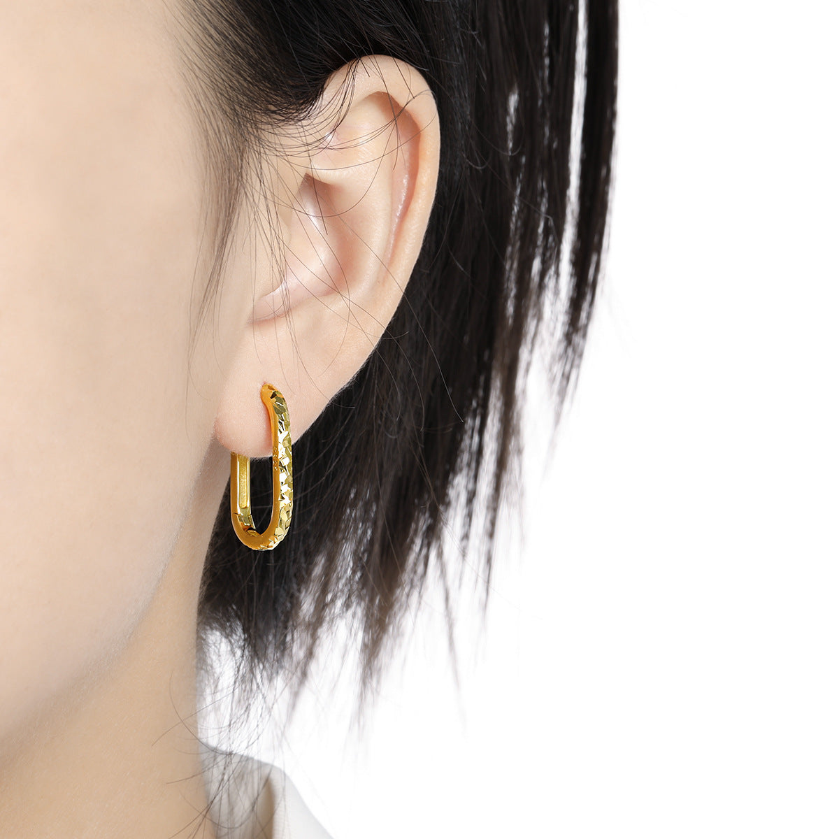 Fashion Irregular Painted U Shape 925 Sterling Silver Hoop Earrings