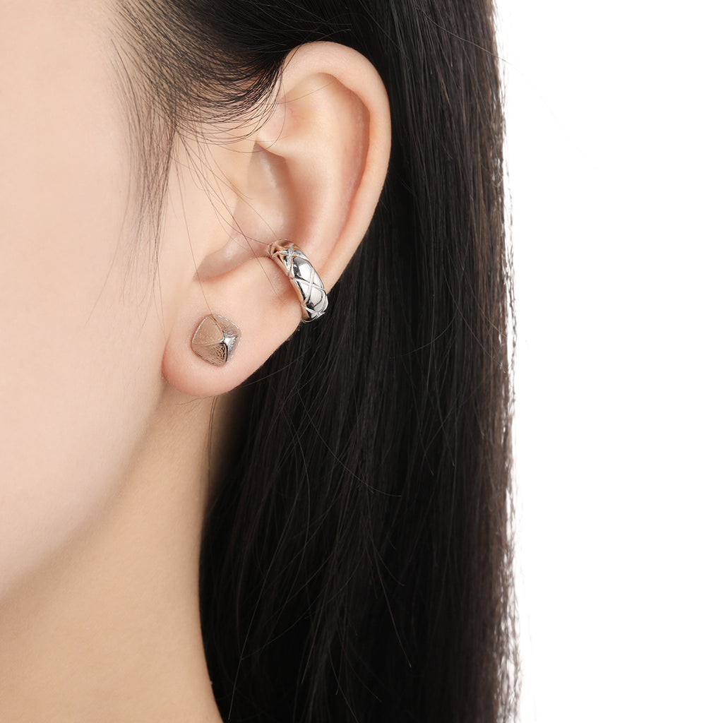 Geometry Irregular Triangular Pyramid 925 Sterling Silver Stud Earrings