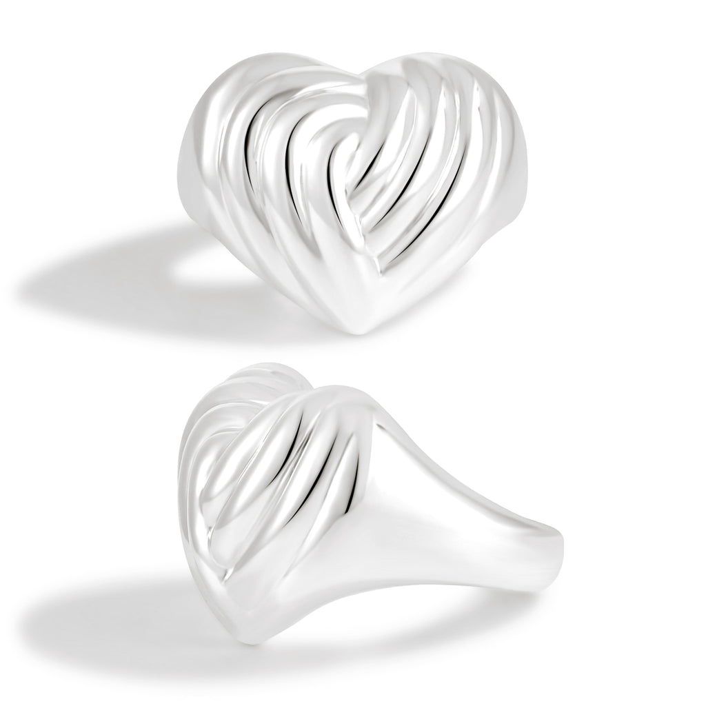 Women Irregular Figure Heart 999 Sterling Silver Stud Earrings